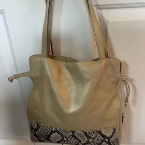 ili beige gold python handbag NEW with tags